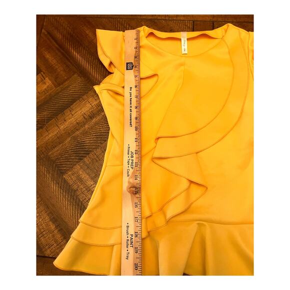 ORANGE brand, Small Women's Yellow Ruffle Blouse, Flutter Sleeves, Small - Picture 9 of 9